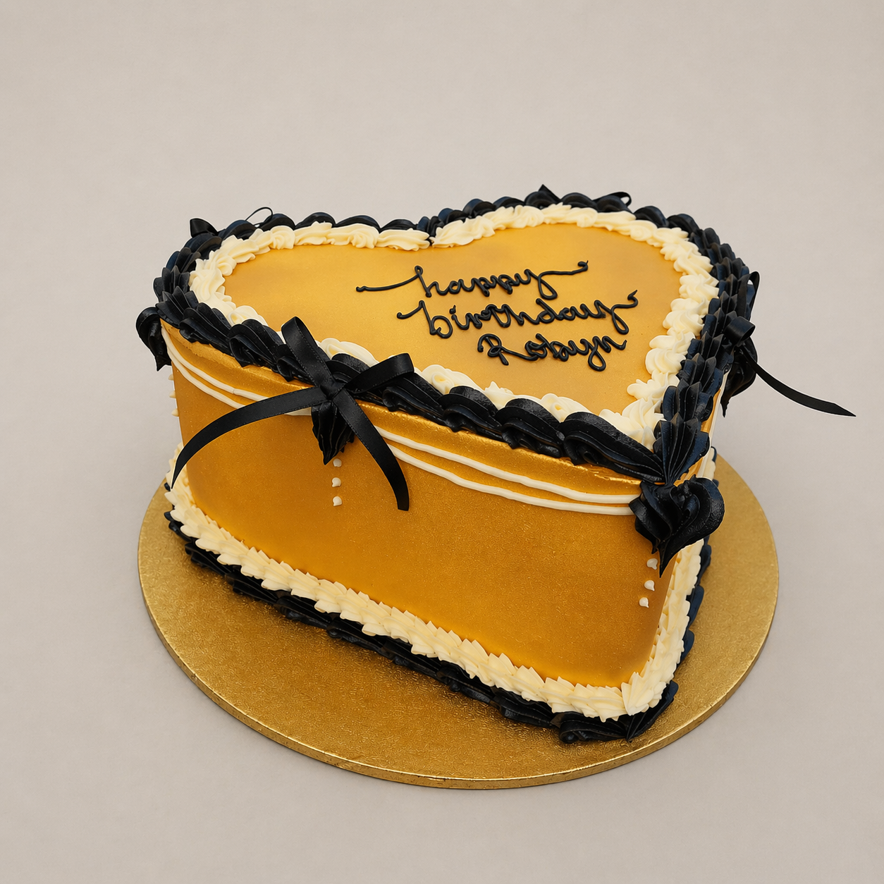 Tall Gold HEART Premium Vintage Retro Cake