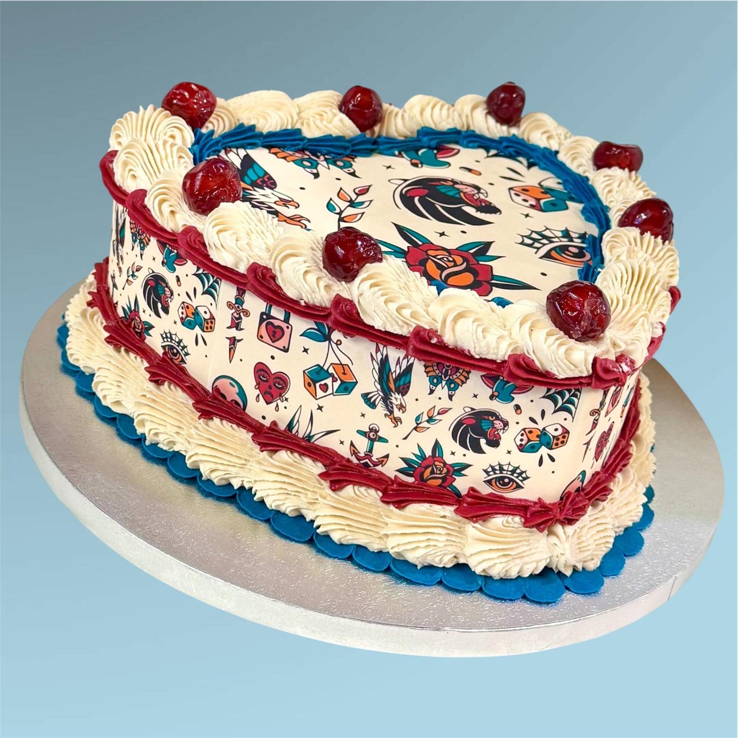 Classic HEART Tattoo Vintage Retro Cake