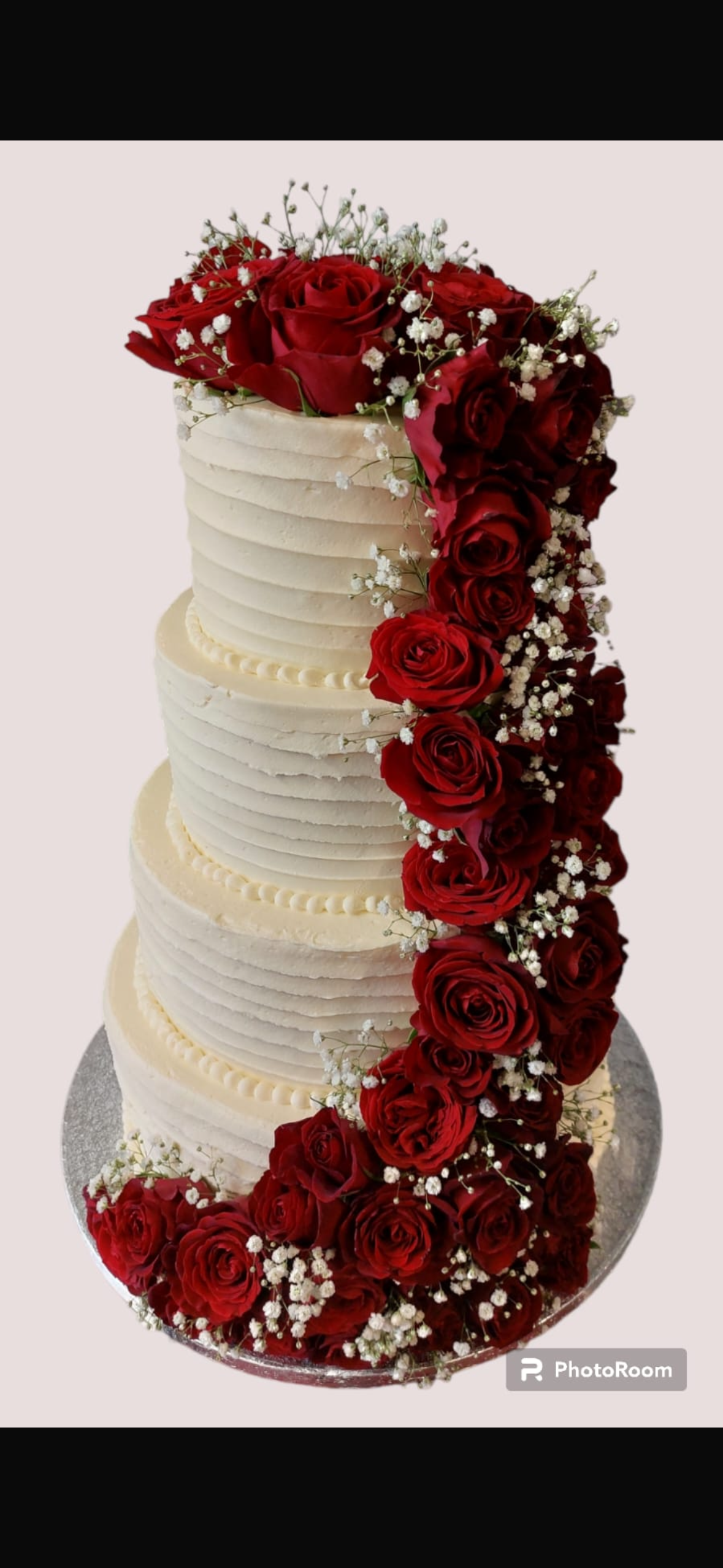 Three Tier Cake With Roses