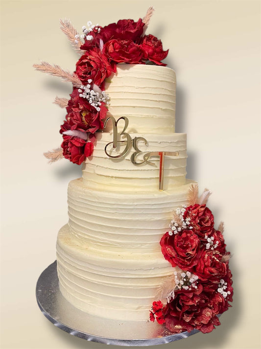 Three Tier Cake With Flowers