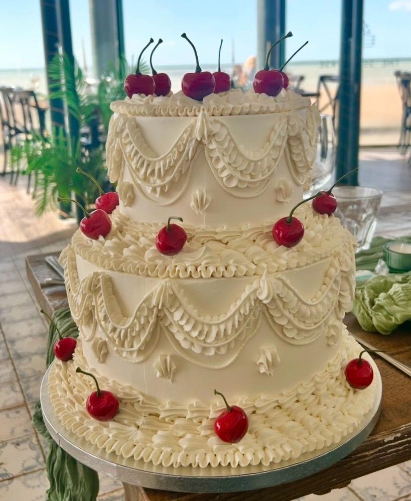 Three Tier Vintage Cherry Wedding Cake